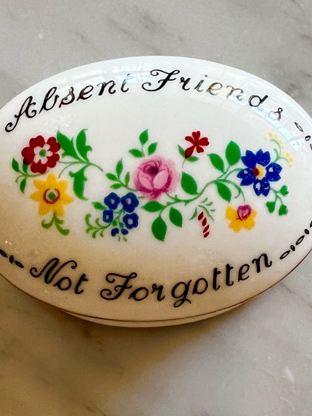 Crown Floral Trinket Dish - White with Pink, Red, Blue, Yellow, Green